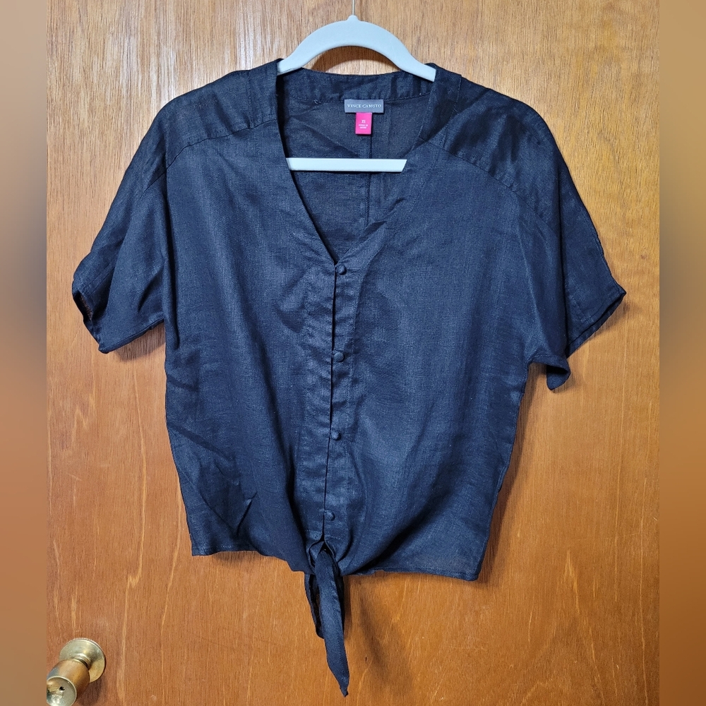 Vince Camuto Black 100% Linen Top Size XS (45)